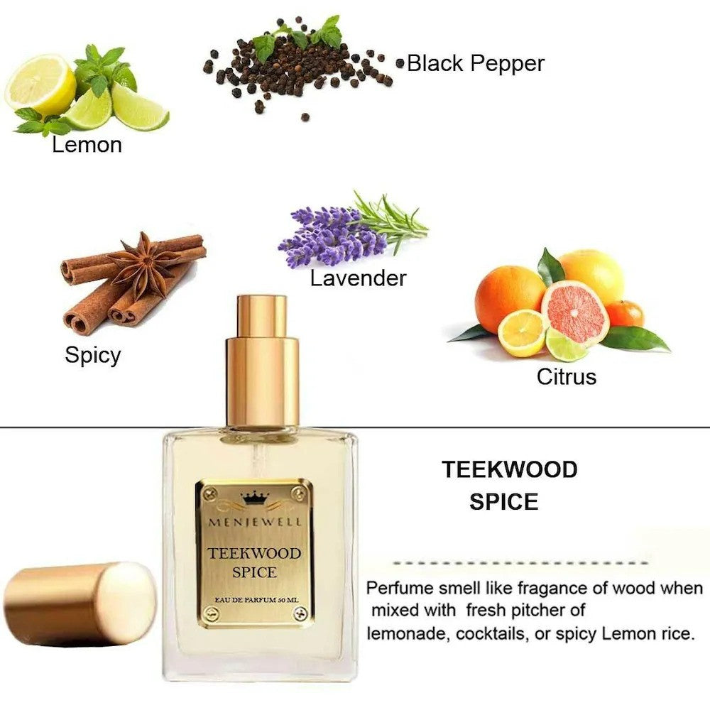 Menjewell Teekwood Spice Eau De Parfum 50ml 1.6 Fl.oz. Perfect Gift For Husband | Long Lasting