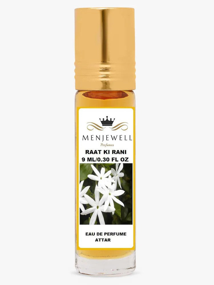 Menjewell Raat Ki Rani Eau De Perfume Attar 9ml 0.3 Fl.oz. For Men & Women | Long Lasting | Alcohol Free