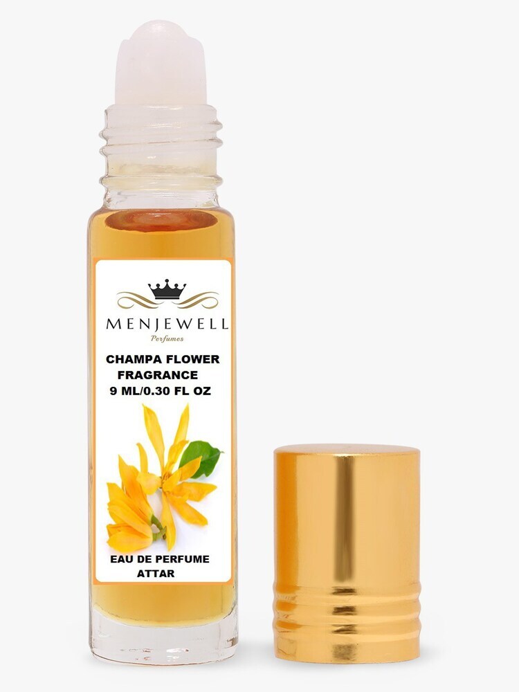 Menjewell Champa Flower Fragrance Eau De Perfume Attar 9ml 0.3 Fl.oz. Unisex Fragrance | Alcohol Free