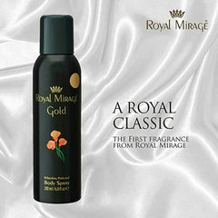 Royal Mirage Gold Refreshing Perfumed Body Spray 200ml 6.8 Fl.oz. Unisex Fragrance | Long Lasting