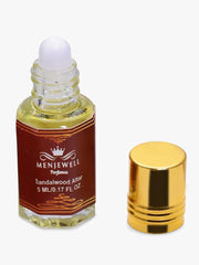 Menjewell Sandalwood Chandan + Sandalwood Attar Perfume 5ml 0.17 Fl.oz. Each Pack Of 2 Unisex Fragrance | Long Lasting