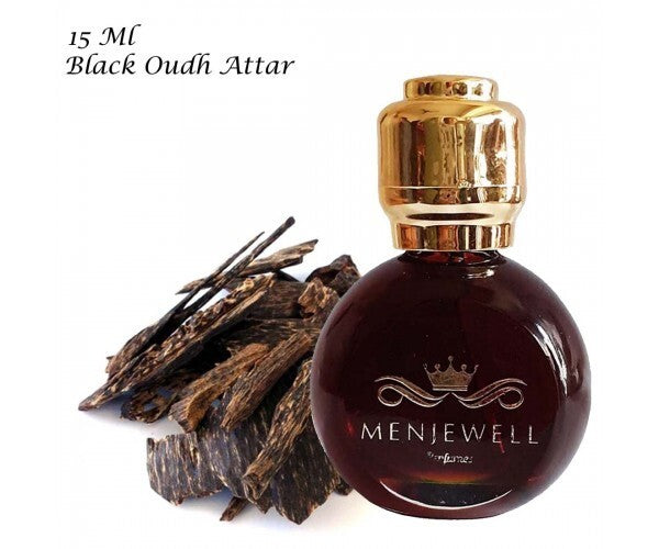 Menjewell Premium Black Oudh Attar Perfume 15ml 0.5 Fl.oz. Unisex Fragrance | Long Lasting | Alcohol-free