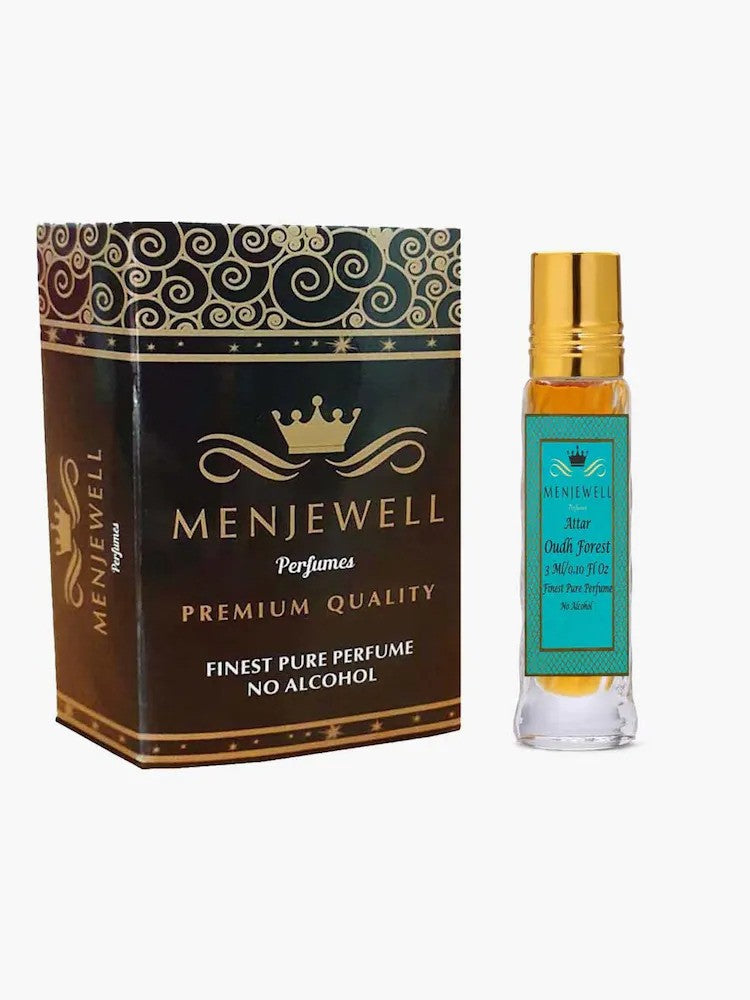 Menjewell Oudh Forest Attar Perfume 3ml 0.1 Fl.oz. Unisex Fragrance | Long Lasting | Alcohol Free