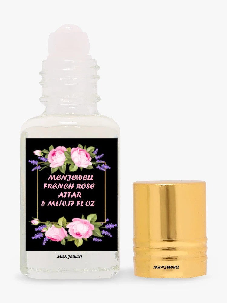 Menjewell French Rose Attar Perfume 5ml 0.17 Fl.oz. Unisex Fragrance | Long Lasting