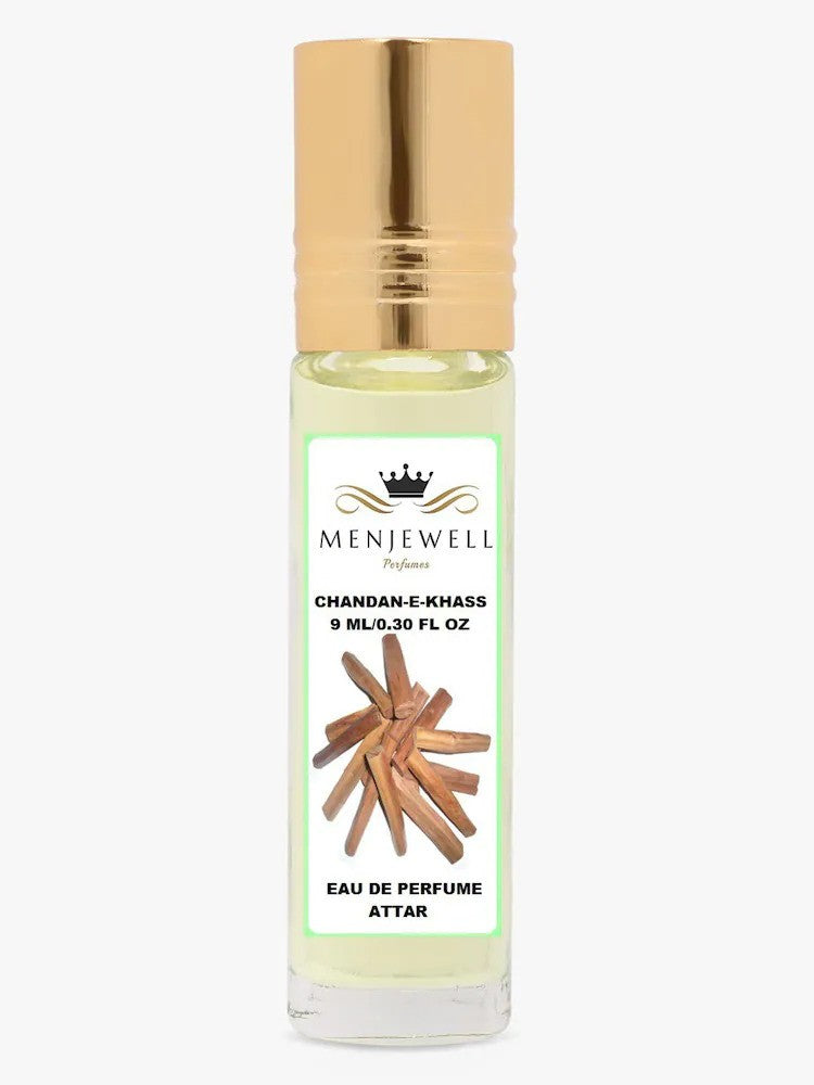 Menjewell Chandan-E-Khaas Eau De Perfume Attar 9ml 0.3 Fl.oz. Each Pack Of 2 | Unisex Fragrance | Long Lasting