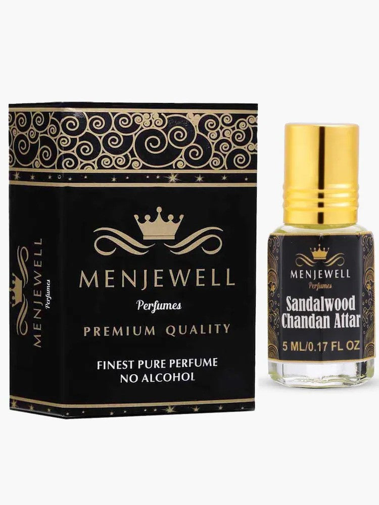 Menjewell Sandalwood Chandan Attar Perfume 5ml 0.17 Fl.oz. Unisex Fragrance | Long Lasting