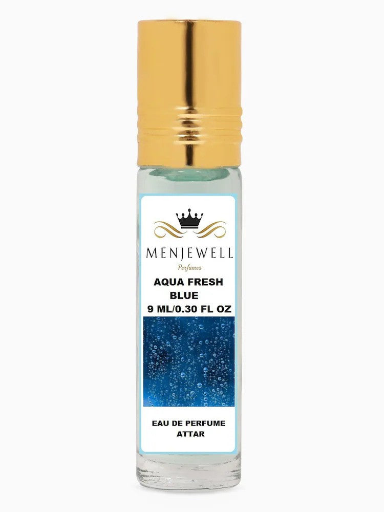 Menjewell Aqua Fresh Blue Eau De Perfume Attar 9ml 0.3 Fl.oz. For Men & Women | Alcohol Free | Long Lasting