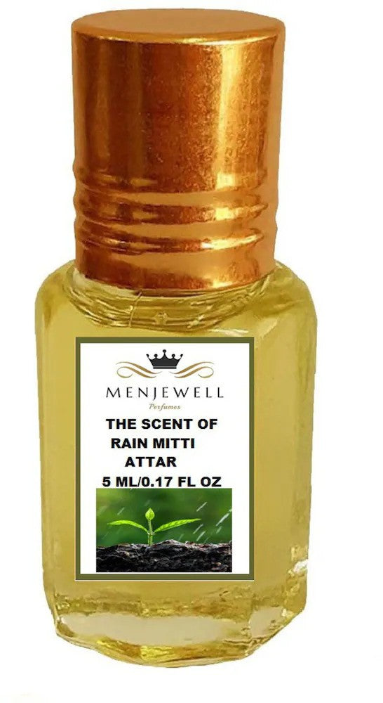 Menjewell The Scent Of Rain Mitti Attar Perfume 5ml 0.17 Fl.oz. Finest Pure Perfume | Long Lasting