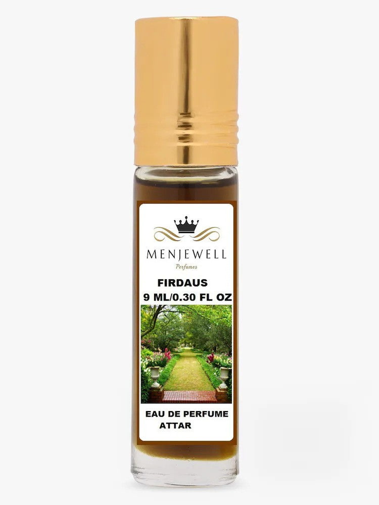 Menjewell Firdaus Eau De Perfume Attar 9ml 0.3 Fl.oz. For Men & Women | Alcohol Free | Long Lasting