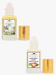 Menjewell Rajnigandha + Litchi Fruit Attar Perfume 5ml 0.17 Fl.oz. Each Pack Of 2 | Unisex Fragrance | Alcohol Free