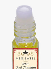 Menjewell Red Chandan Attar 3ml 0.1 Fl.oz. Finest Pure Perfume | Long Lasting | Unisex Fragrance | Alcohol Free