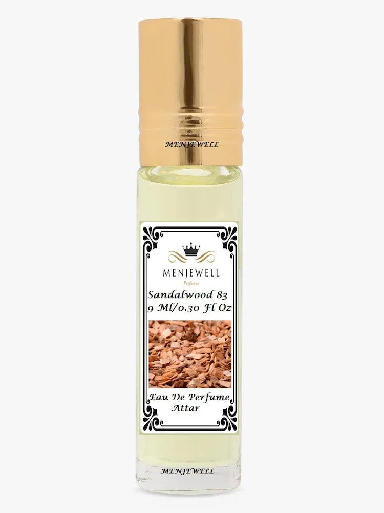 Menjewell Sandalwood 83 Eau De Perfume Attar 9ml 0.3 Fl.oz. Unisex Fragrance Alcohol Free | Long Lasting