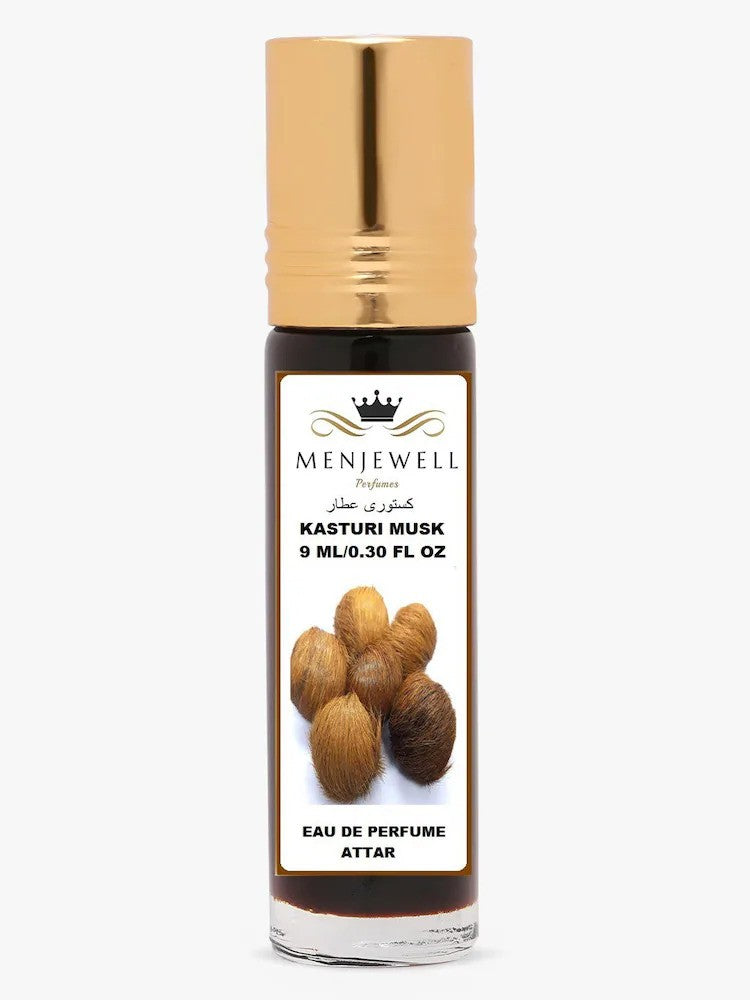 Menjewell Kasturi Musk Eau De Perfume Attar 9ml 0.3 Fl.oz. Each Pack Of 2 | Unisex Fragrance | Long Lasting