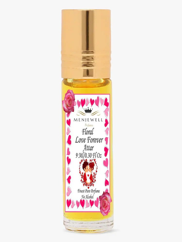 Menjewell Floral Love Forever Attar Perfume 9ml 0.3 Fl.oz. Long Lasting | Unisex Fragrance | Alcohol Free