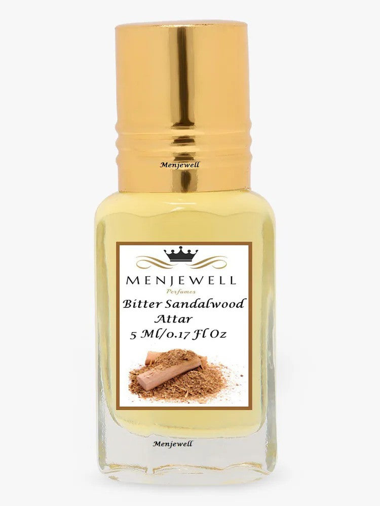 Menjewell Bitter Sandalwood Attar Perfume 5ml 0.17 Fl.oz. Unisex Fragrance Alcohol Free | Long Lasting