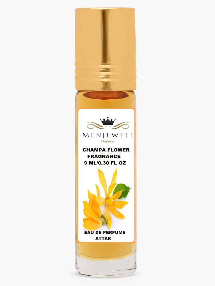 Menjewell Champa Flower Fragrance Eau De Perfume Attar 9ml 0.3 Fl.oz. Unisex Fragrance | Alcohol Free