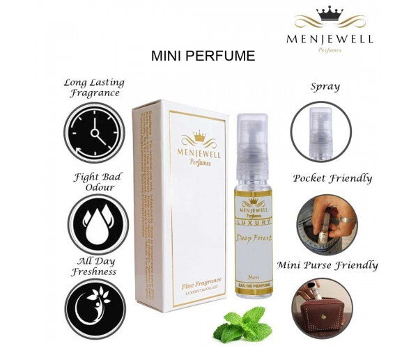 Menjewell Deep Forest + Oudh Eau De Perfume Gift Set For Men 10ml 0.3 Fl.oz. Each Pack Of 2 | Pocket Perfume Gift Set For Husband