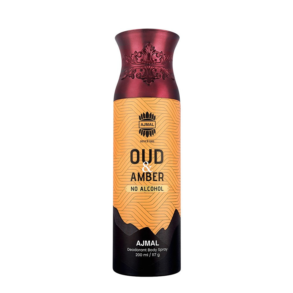 Ajmal Oud & Amber Deodorant Body Spray 200ml 6.7 Fl.oz. Perfume For Men & Women | Non-Alcoholic