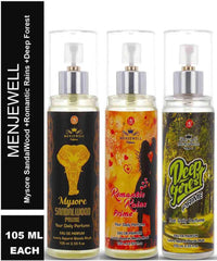 Menjewell Mysore Sandalwood Prime + Romantic Rain Prime + Deep Forest Prime Eau De Parfum 105ml 3.5 Fl.oz. Each Pack Of 3 | Women Fragrances