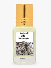 Menjewell White Oudh Attar Perfume 5ml 0.17 Fl.oz. Unisex Fragrance | Long Lasting | Non Alcoholic