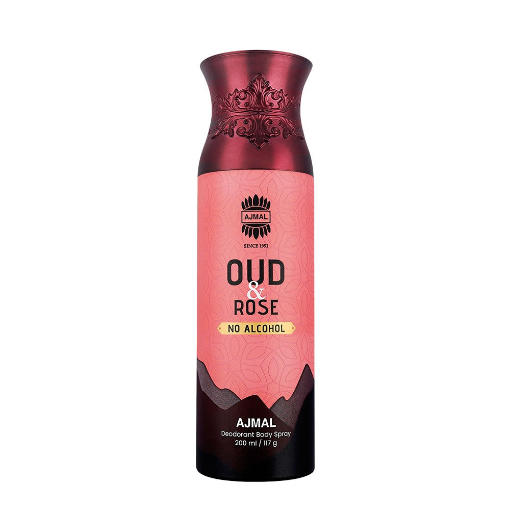 Ajmal Oud & Rose Deodorant Body Spray 200ml 6.7 Fl.oz. Perfume For Men & Women | Non-Alcoholic