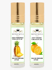 Menjewell Juicy Pineapple + Juicy Orange Eau De Perfume Attar 9ml 0.3 Fl.oz. Each Pack Of 2 | Unisex Fragrance