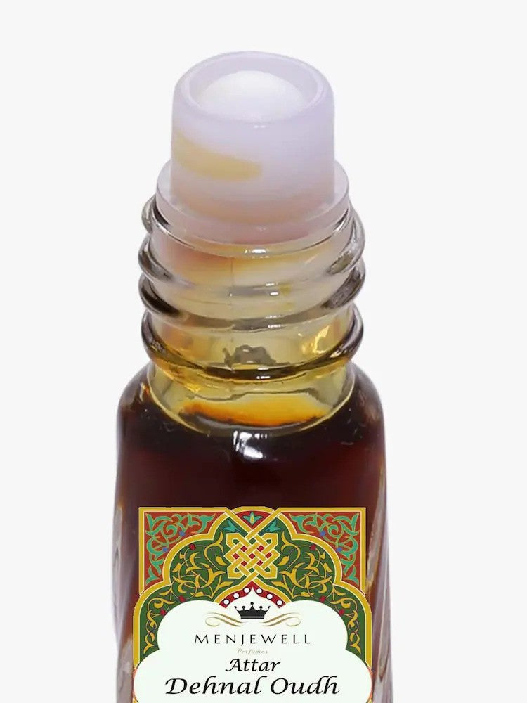 Menjewell Dehnal Oudh Attar 3ml 0.1 Fl.oz. Finest Pure Perfume | Long Lasting | Unisex Fragrance | Alcohol Free