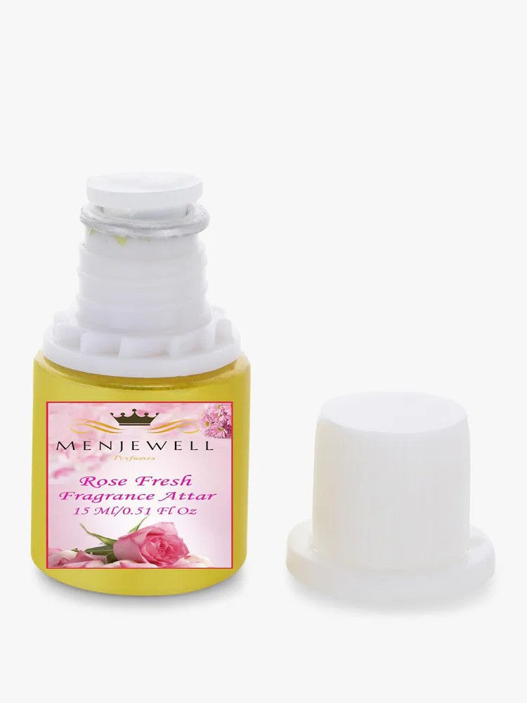 Menjewell Rose Fresh Fragrance Attar Perfume 15ml 0.5 Fl.oz. Unisex Fragrance | Long Lasting