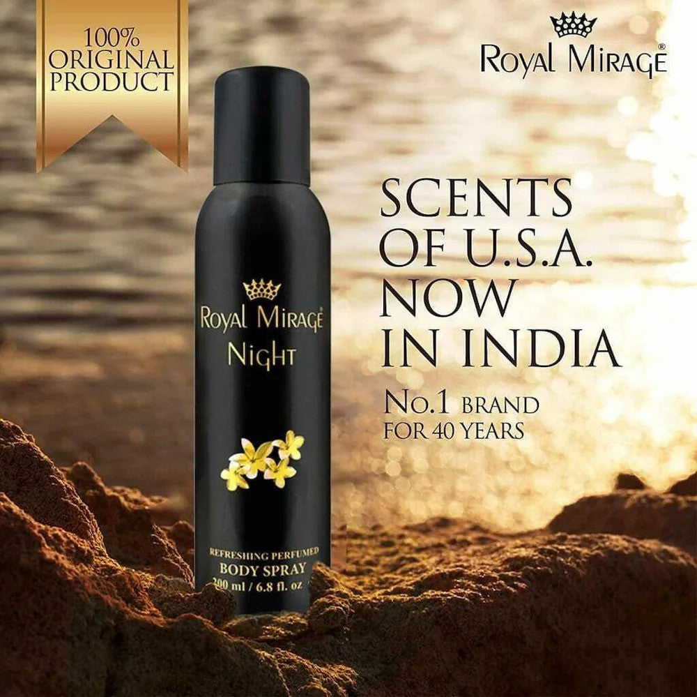 Royal Mirage Night Refreshing Perfumed Body Spray 200ml 6.8 Fl.oz. Unisex Fragrance