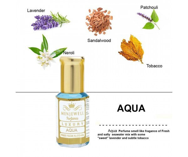 Menjewell Luxury Aqua Attar Perfume 12ml 0.4 Fl.oz. Unisex Fragrance | Long Lasting | Non Alcoholic