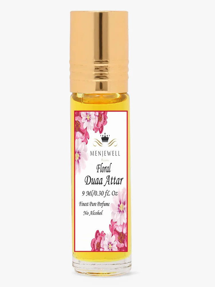 Menjewell Floral Duaa Attar Perfume 9ml 0.3 Fl.oz. Unisex Fragrance | Finest Pure Perfume | No Alcohol