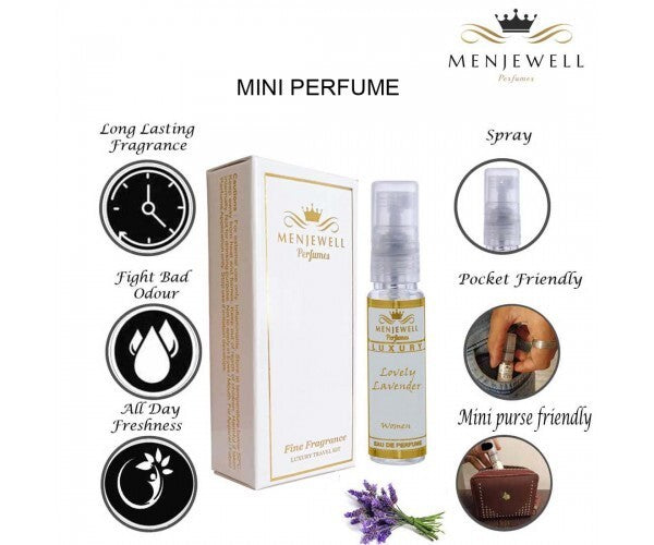 Menjewell Rose Blush + Lovely Lavender Perfume Gift Set For Women 10ml 0.3 Fl.oz. Each Pack Of 2 | Pocket Perfume Gift Set For Wife | Eau De Parfum