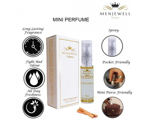 Menjewell Chandan + Tulip Eau De Parfum 10ml 0.3 Fl.oz. Each Pack Of 2 | Pocket Perfume Gift Set For Men & Women