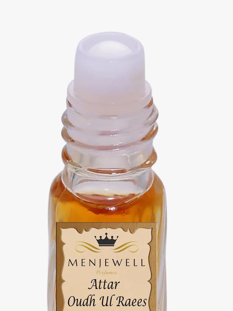 Menjewell Oudh-Ul-Raees Attar Perfume 3ml 0.1 Fl.oz. Unisex Fragrance | Finest Pure Perfume | Alcohol Free