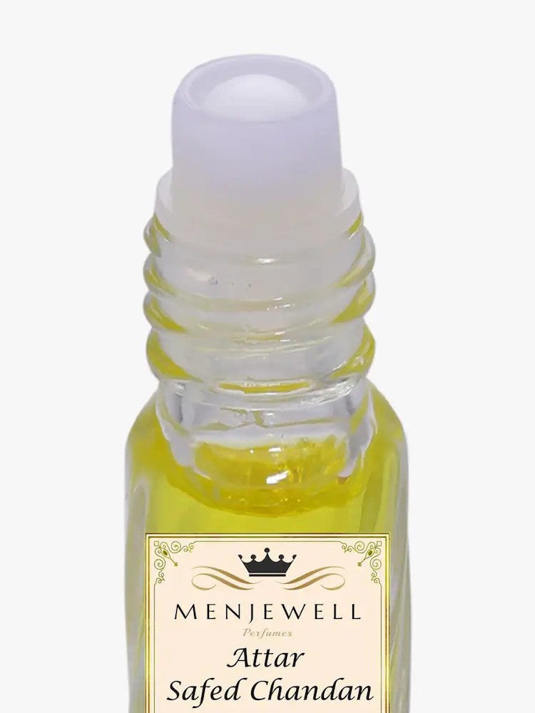 Menjewell Safed Chandan Attar Perfume 3ml 0.1 Fl.oz. Unisex Fragrance | Finest Pure Perfume | No Alcohol