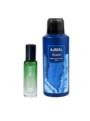 Ajmal Prose Eau De Parfum 20ml 0.6 Fl.oz. & Yearn Deodorant 150ml 5 Fl.oz. Party Wear Gift For Men | Combo Of 2