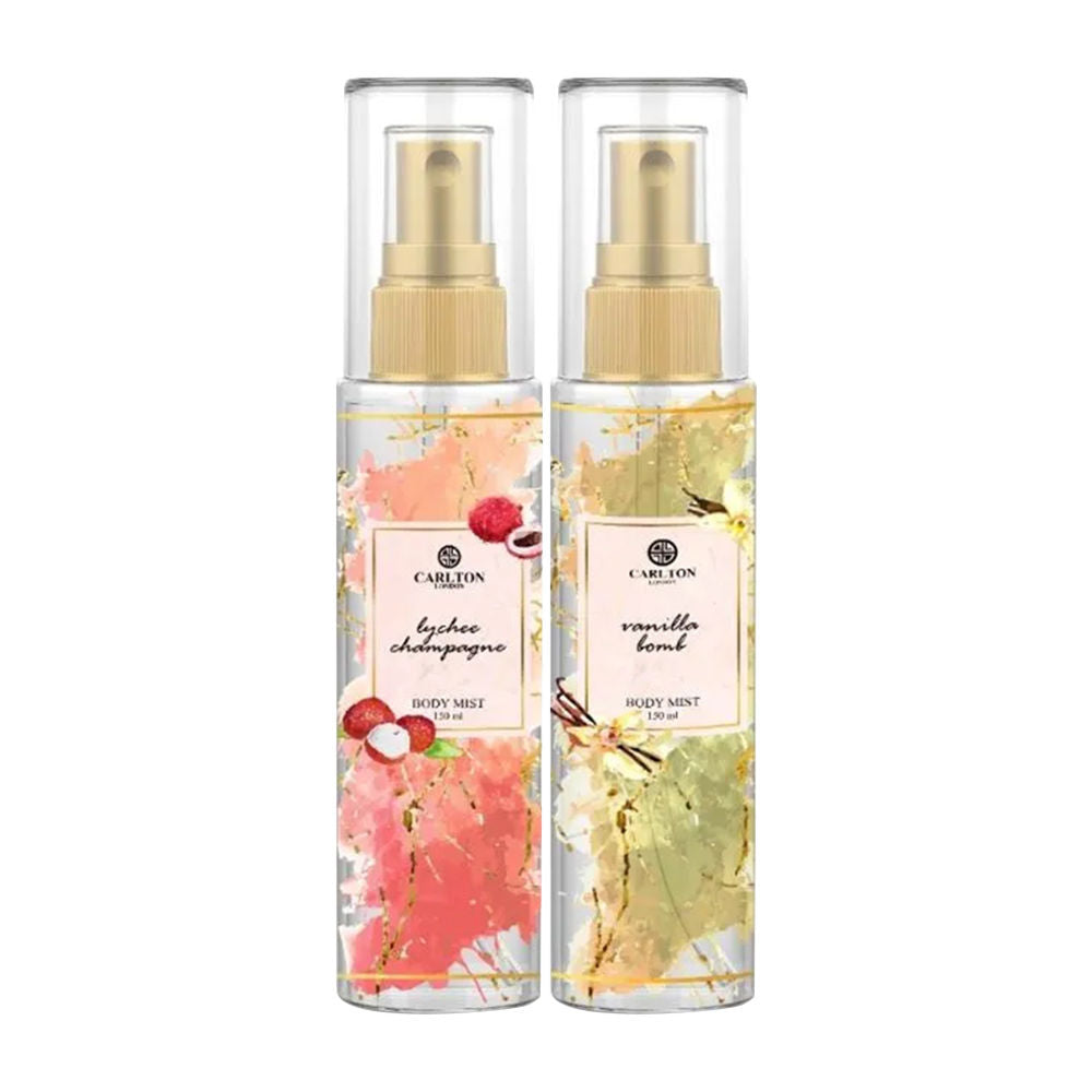 CARLTON LONDON PERFUME VANILLA & LYCHEE BODY MIST COMBO 150ML 5.0 FL.OZ.