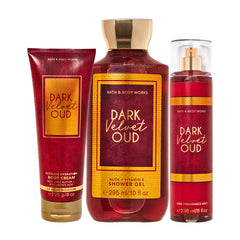 BATH & BODY WORKS DARK VELVET OUD SHOWER GEL, BODY CREAM & MIST 3 PCS 757ML 25.5 FL.OZ.