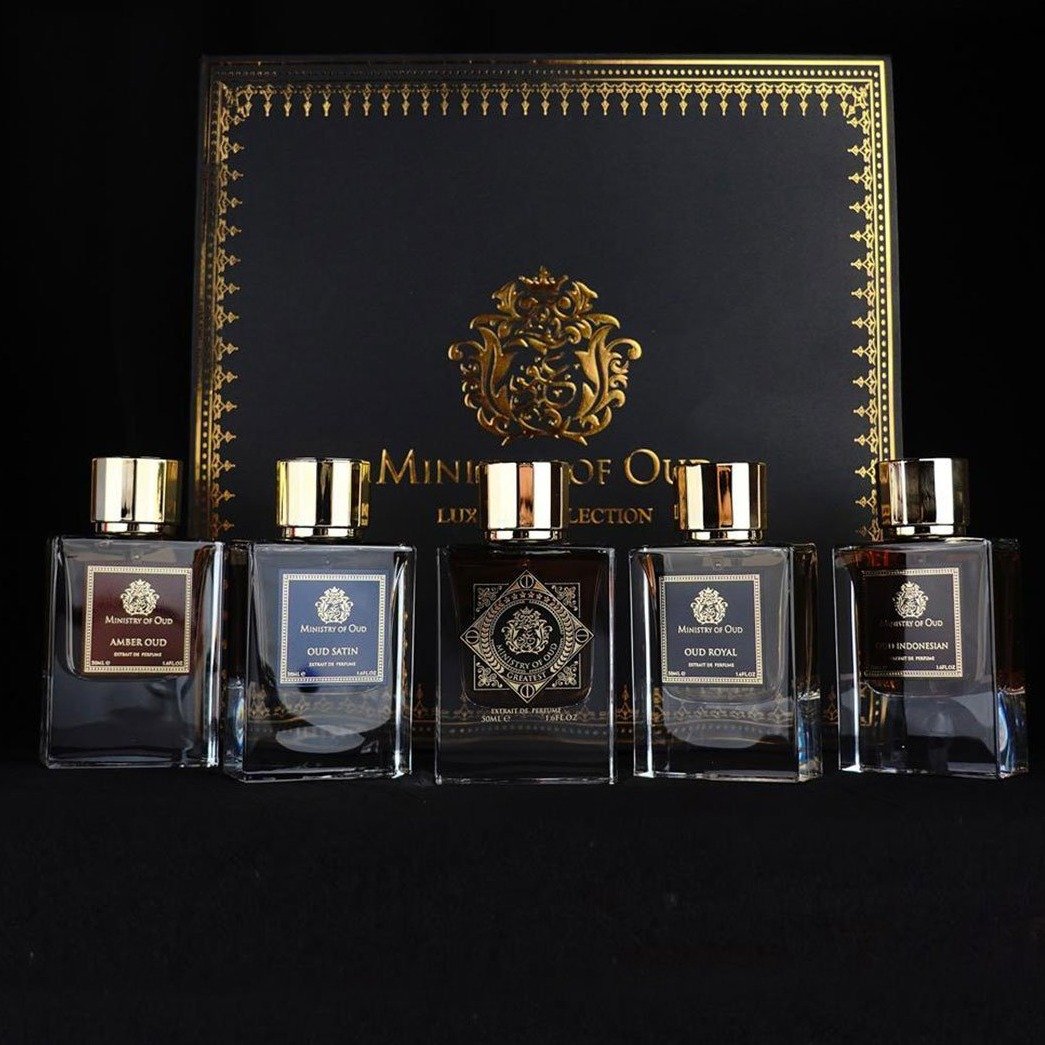 Ministry Of Oud Signature Set 1.6 Fl.oz. Each Pack Of 5 | Greatest + Indonesian + Royal + Oud Satin + Amber Oud | Unisex Fragrances