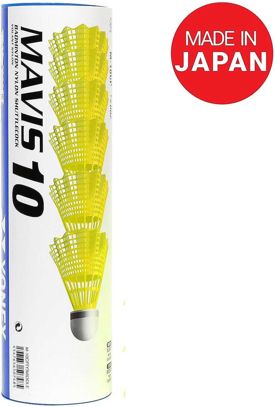 Yonex Mavis 10 Badminton Nylon Shuttlecock , Yellow | Pack Of 6