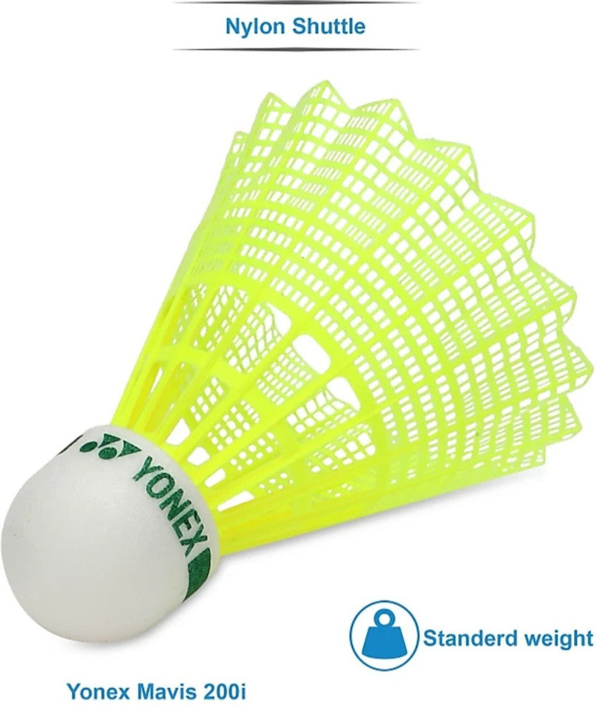 Yonex Mavis 200 i Nylon Shuttlecock Combo Set Of 2 , Yellow | Skirt material : Nylon