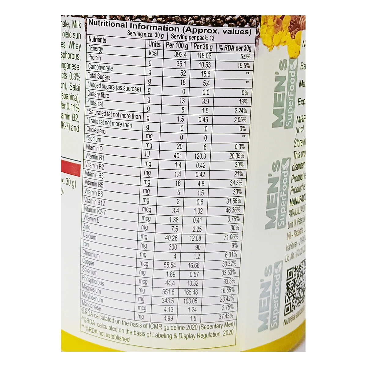 Patanjali Combo Pat, Nutrela Men'S Superfood, Moringa (400g+60n), With Rich In Protein, 430gm