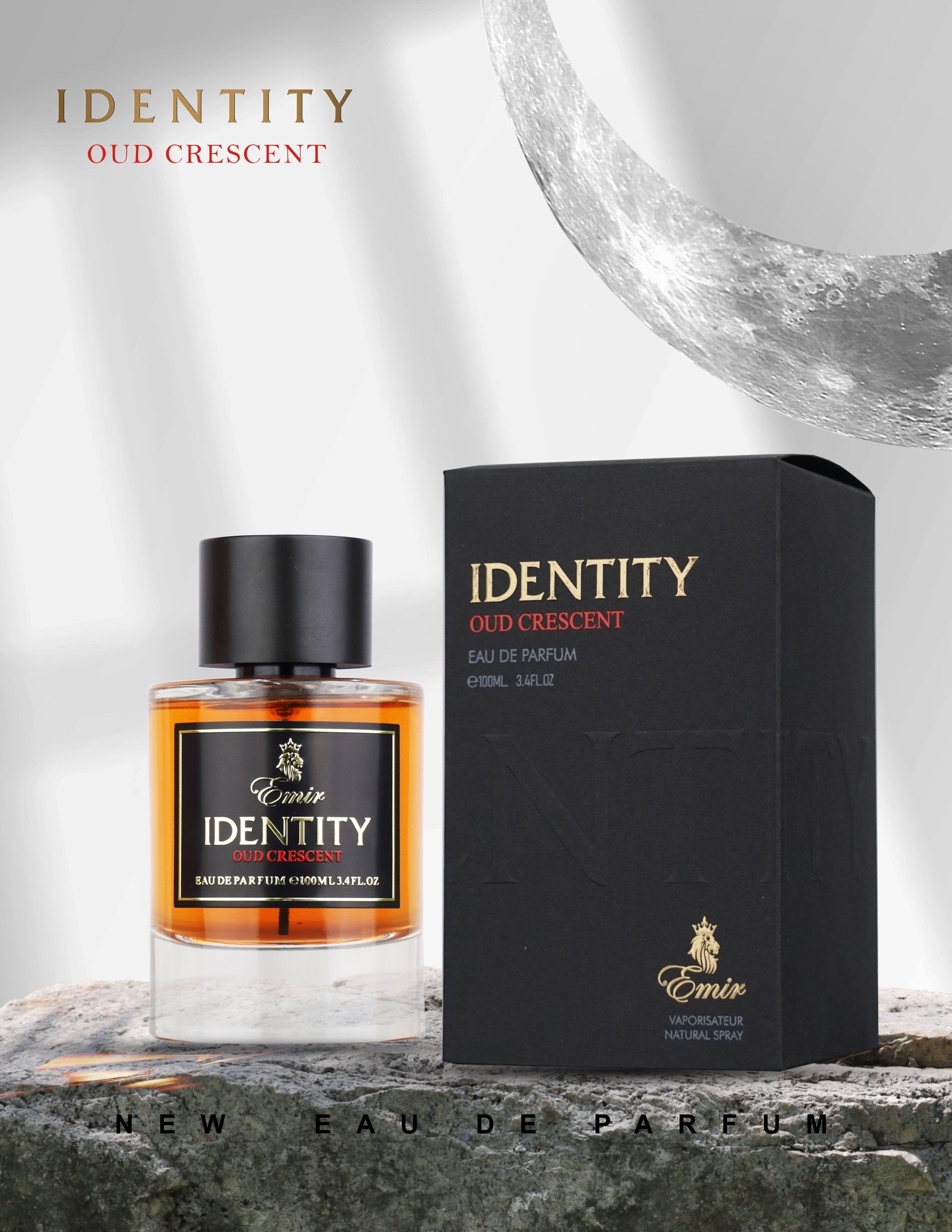 Emir Identity Oud Crescent Eau De Parfum 100ml 3.4 Fl.oz. Unisex Luxury Fragrance | Long Lasting