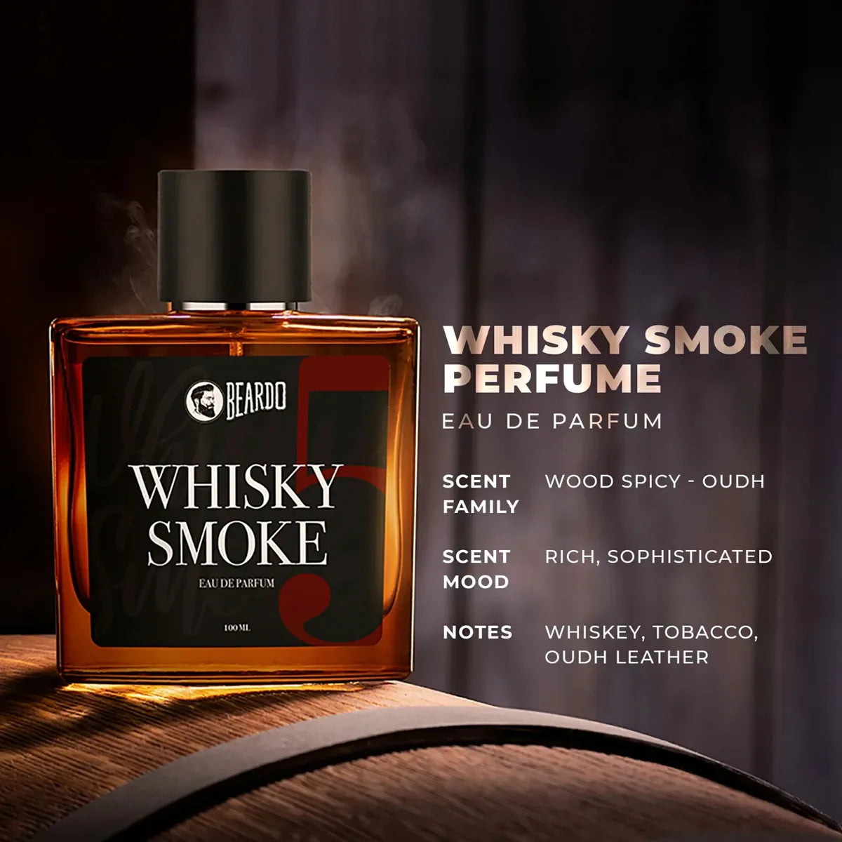 Beardo Whisky Smoke Eau De Parfum 50ml 1.6 Fl.oz. | Perfect Gift For Husband | Long Lasting Woody Oudh Fragrance