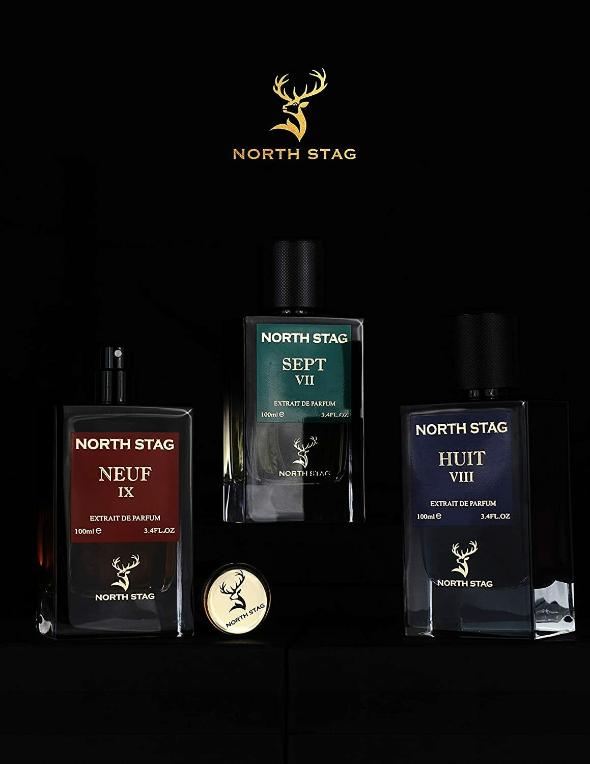 North Stag Huit VIII Extrait De Parfum 3.4 Fl.oz. Masculine Fragrance | Long Lasting | Party Wear