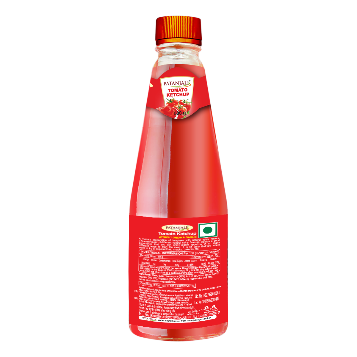 Patanjali Tomato Ketchup W/o Onion Garlic (B) 500gm